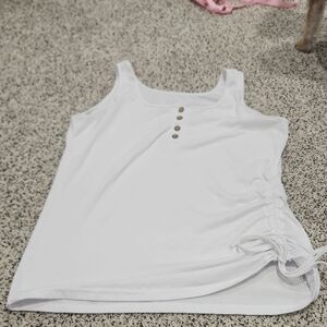 White Sleeveless Top with Button Detail